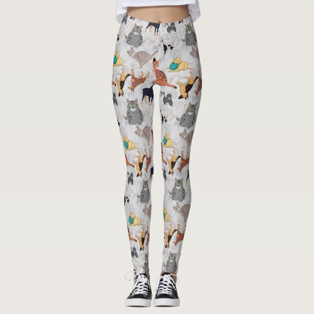 Leggings Diseño De Patrones De Perros Y Gatos Cutos (Anverso)