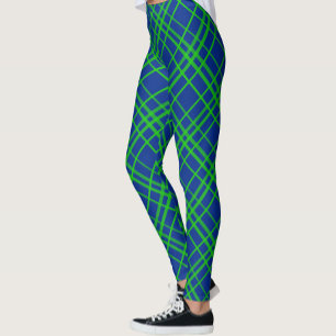 Leggings Diseño De Patrones De Placas De Tartán Verde Sobre