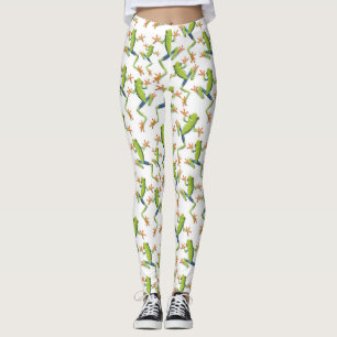 Leggings Diseño de patrones de rana de árbol de vegetación