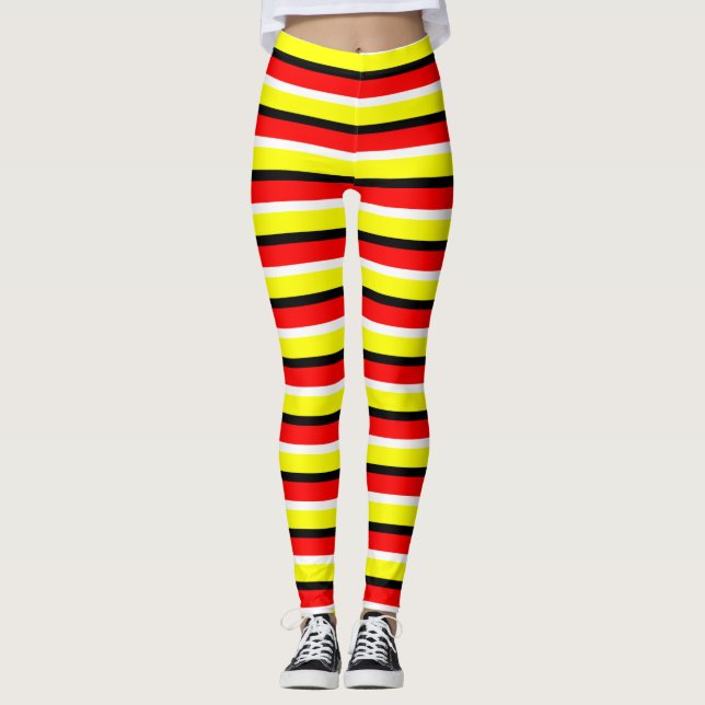 Leggings Diseño de patrones de rayas rojas amarillas (Anverso)