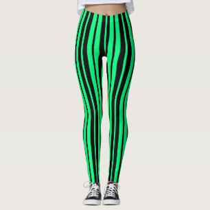 Leggings Diseño de patrones de rayas verticales verdes de c