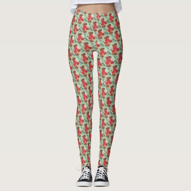 Leggings Diseño de patrones de rosa floral (Anverso)