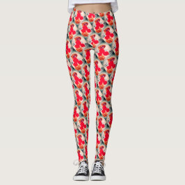 Leggings Diseño de patrones de rosas rojas