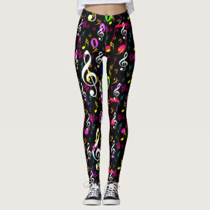 Leggings Diseño de patrones de símbolos musicales