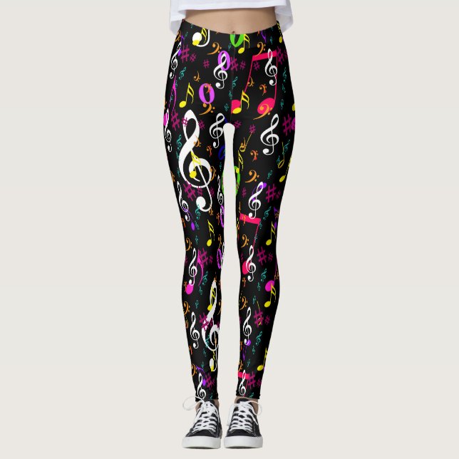 Leggings Diseño de patrones de símbolos musicales (Anverso)