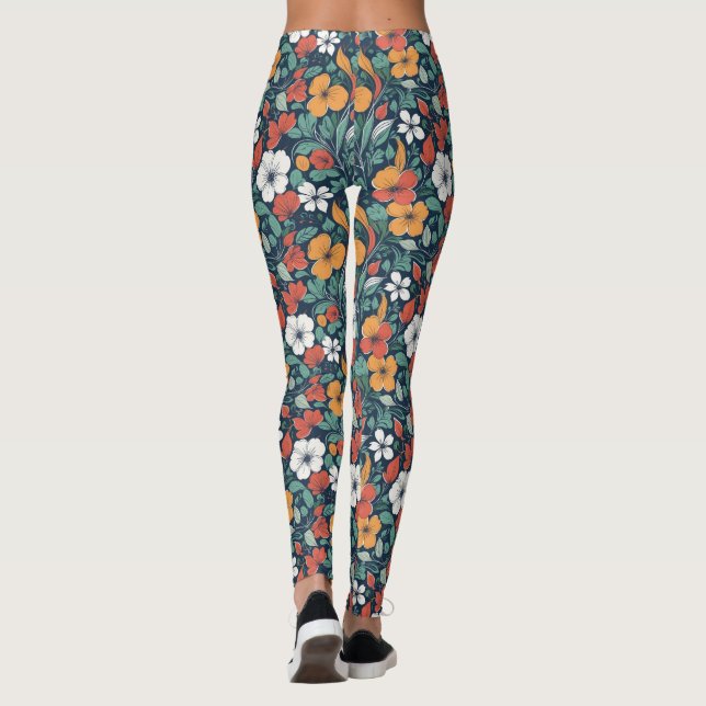 Leggings Diseño de patrones florales simples (Reverso)