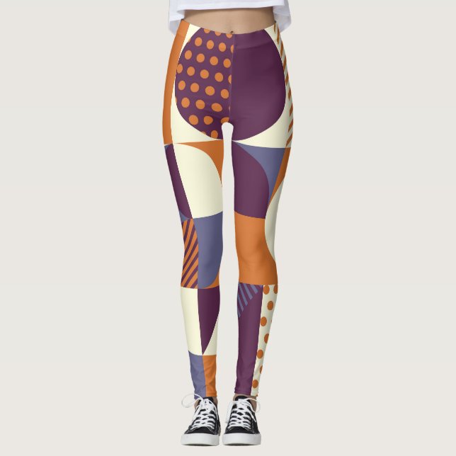 Leggings Diseño de patrones geométricos de estilo retro (Anverso)