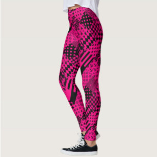Leggings Diseño de patrones mixtos rosados negros