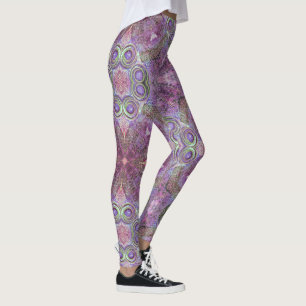 Leggings Diseño de patrones rosa y púrpura de bonito