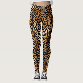 Leggings Diseño de patrones simétricos de animales salvajes