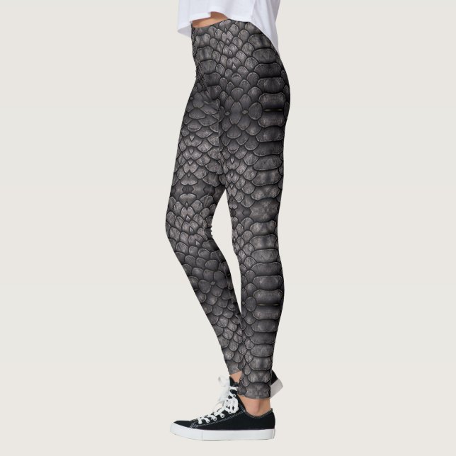 Leggings Diseño de piel de reptil negro en una pierna (Izquierda)