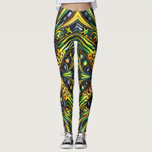 Leggings Diseño de piernas con colores jamaiquinos
