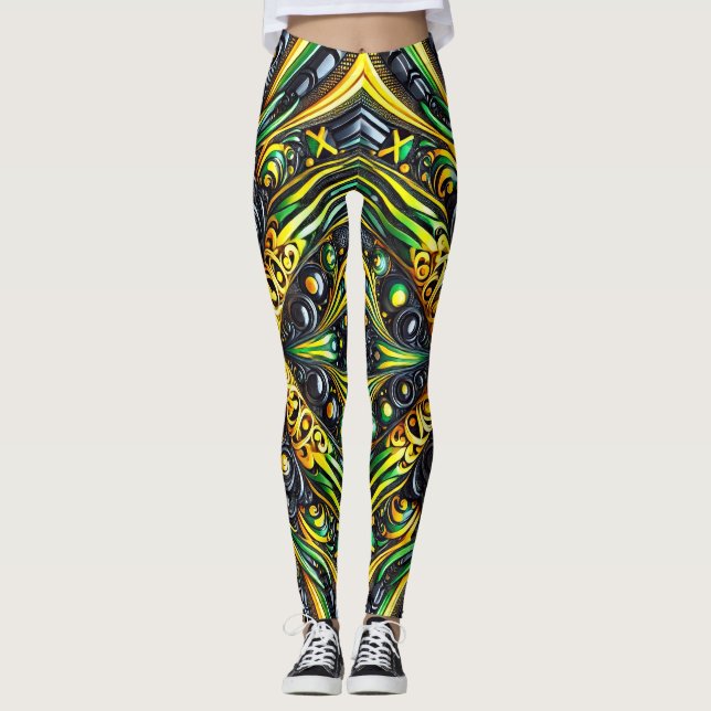 Leggings Diseño de piernas con colores jamaiquinos (Anverso)