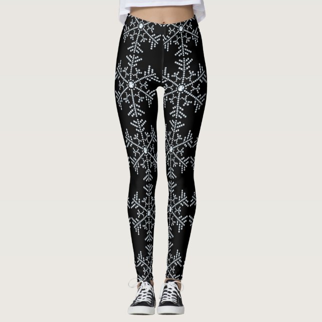 Leggings Diseño de piernas Diamante de imitación con copos  (Anverso)