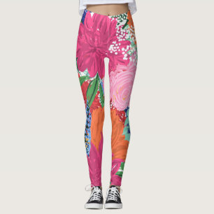 Leggings Diseño de pintura manual con flores grandes Bonit