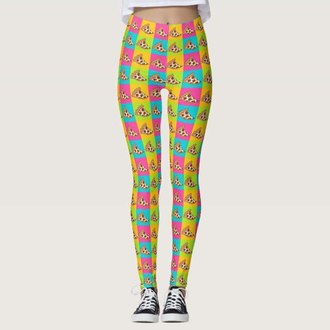 Leggings Diseño de pizzas luminosas (Anverso)