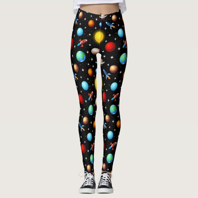Leggings Diseño de planetas de verificación del espacio (Anverso)