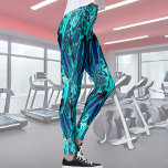 Leggings Diseño de plumas de macao en azul, abstracto<br><div class="desc">¡Las plumas para TÚ! A partir de mi fotografía original creé este diseño de plumas. Para todos los amantes de las aves y para todos los que les guste AZUL :) Perfecto para su entrenamiento!!</div>
