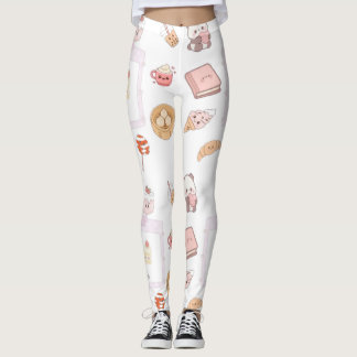 Leggings Diseño de postre dulce kawaii rosa lindo