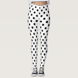 Leggings Diseño de puntos polacos de fondo blanco