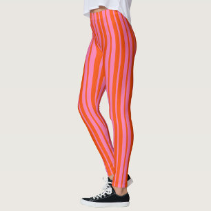 Leggings Diseño de rayas de estilo rosado naranja