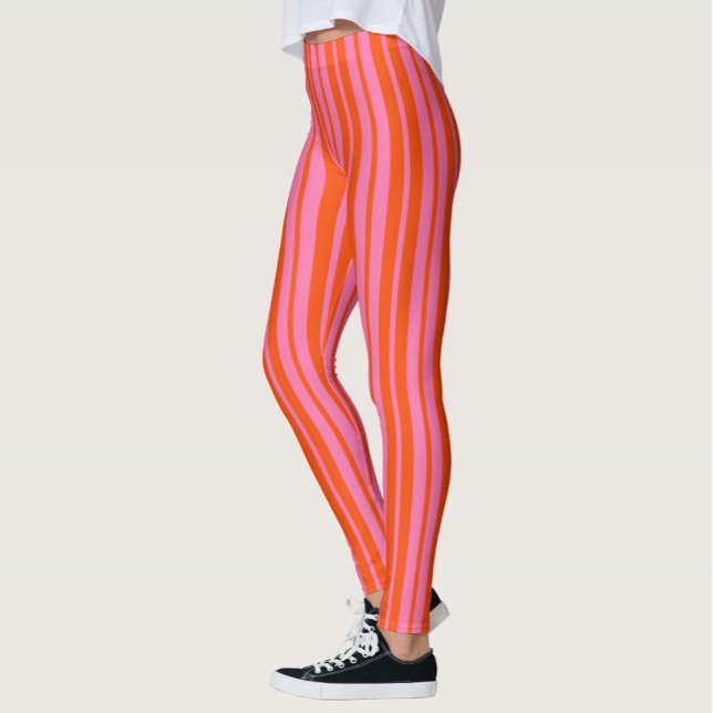 Leggings Diseño de rayas de estilo rosado naranja (Subido por el creador)
