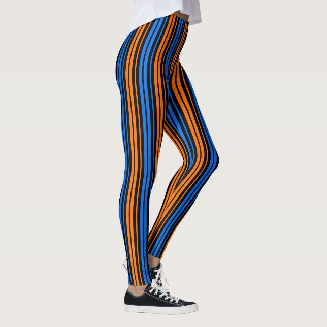 Leggings Diseño de rayas verticales de naranja azulada  (Derecha)