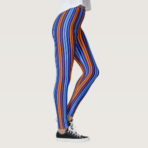 Leggings Diseño de rayas verticales naranja cian de la Mari