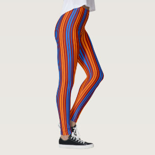 Leggings Diseño de rayas verticales naranja rojo azul  
