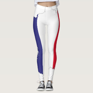 Leggings Diseño de recuerdo de bandera de Francia en mapa
