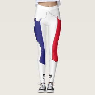 Leggings Diseño de recuerdo de bandera de Francia en mapa