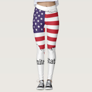 Leggings Diseño de recuerdo de la bandera y el mapa de EE.