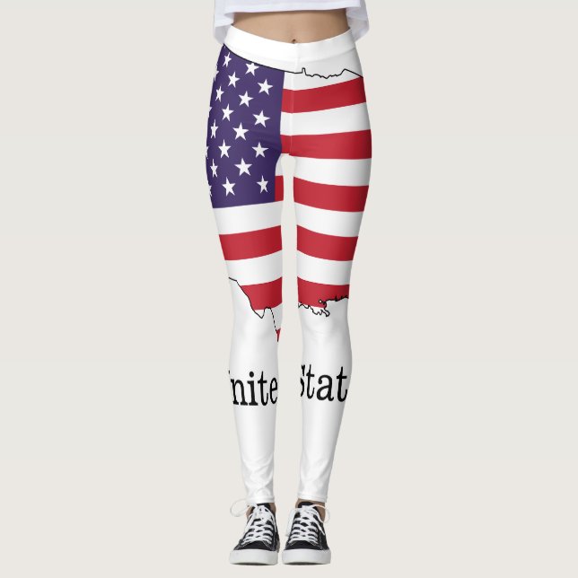 Leggings Diseño de recuerdos de bandera y mapa de Estados U (Anverso)