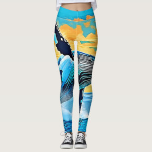 Leggings Diseño de Salto de Libertad Oceánica de Ballena Jo