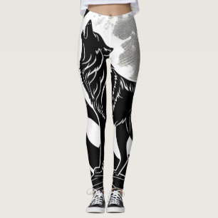Leggings Diseño de silueta de lobo nocturno