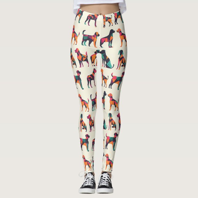 Leggings Diseño de siluetas de perro geométricas (Anverso)