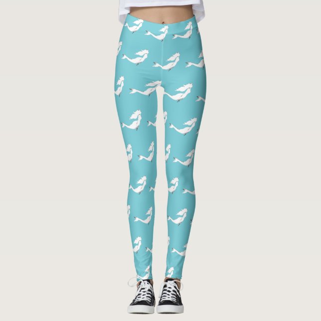 Leggings Diseño de sirenas subacuáticas blancas Thunder_Cov (Anverso)