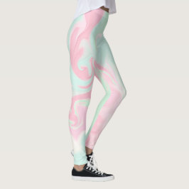 Leggings Diseño de Swirl Rosa Blanda Mint Green