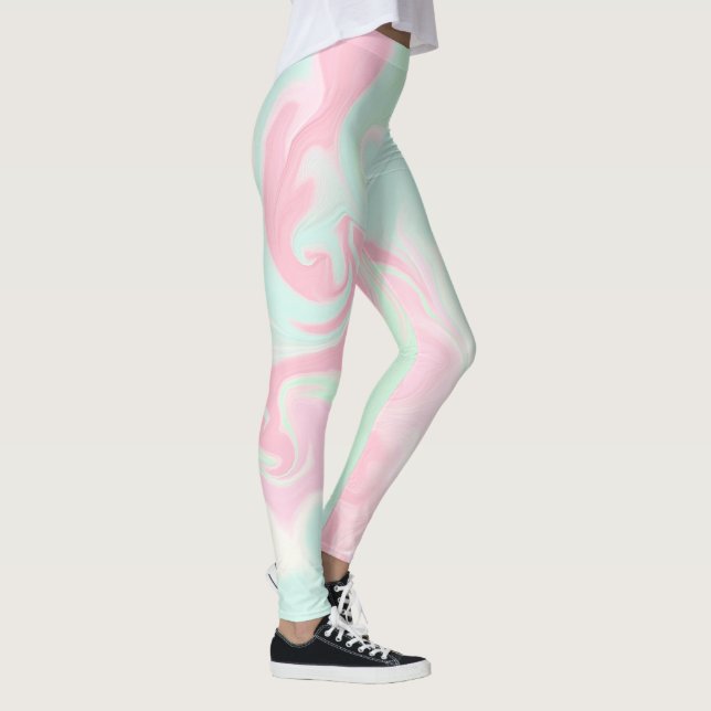 Leggings Diseño de Swirl Rosa Blanda Mint Green (Derecha)