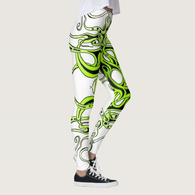 Leggings Diseño de tatuaje tribal Personalizado verde (Derecha)