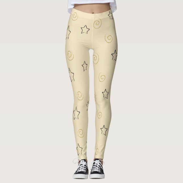Leggings Diseño de tinta de las estrellas de las piernas (Anverso)