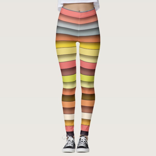 Leggings Diseño de tiras geométricas de varios colores (Anverso)