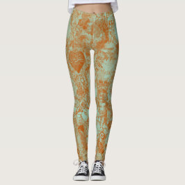 Leggings Diseño de toile de París verde herrumbre elegante