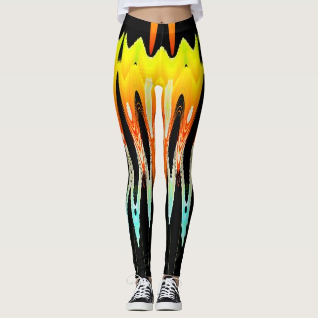 Leggings diseño de tulipanes abstracto amarillo por Tron202 (Anverso)