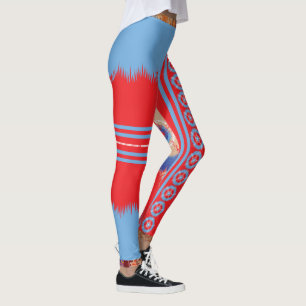 Leggings diseño de un patrón rojo y azul