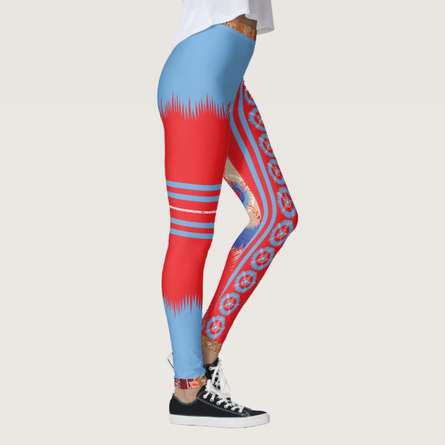 Leggings diseño de un patrón rojo y azul (Derecha)