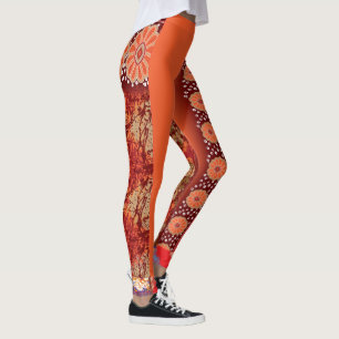 Leggings diseño de un patrón rojo y dorado