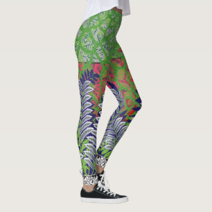 Leggings diseño de un patrón verde y amarillo