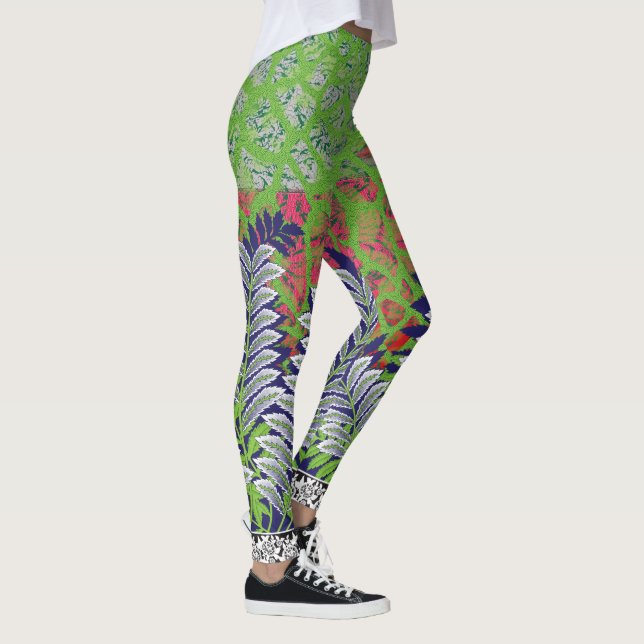 Leggings diseño de un patrón verde y amarillo (Derecha)