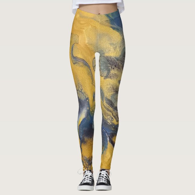 Leggings Diseño de vertido acrílico dorado  (Anverso)